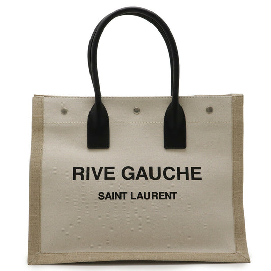Saint Laurent Rive Gauche Canvas Leather Tote Bag