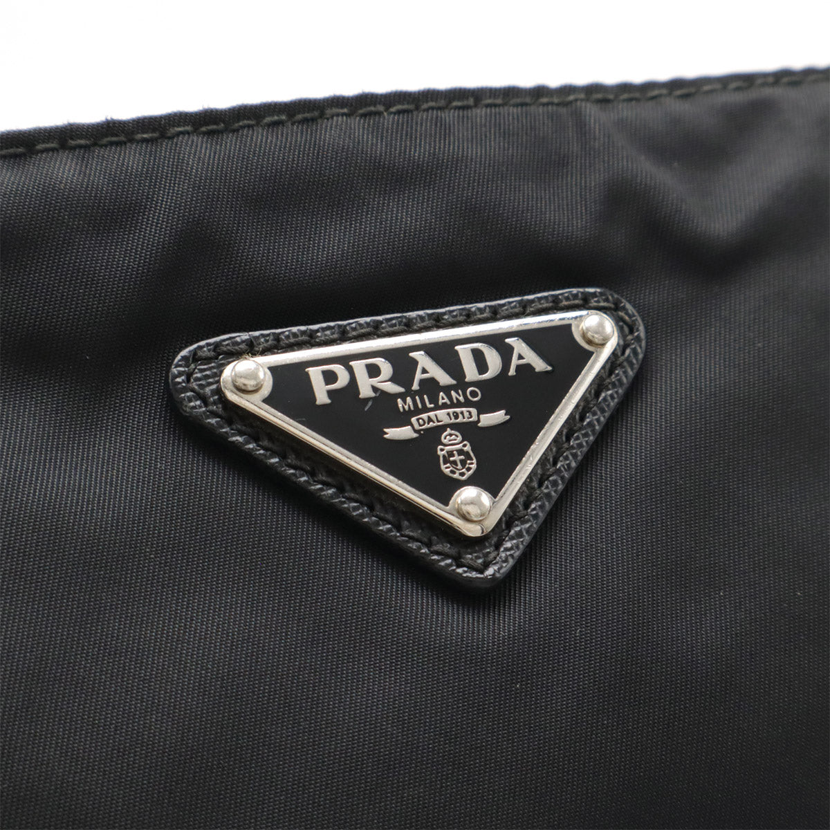 Prada Triangle Logo Nylon Leather Shoulder Bag