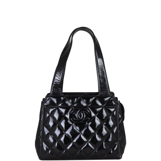 Chanel Vintage CC Quilted Patent Mini Tote