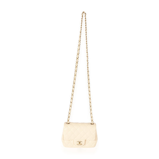 CHANEL Beige Quilted Lambskin Mini Square Classic Flap Bag