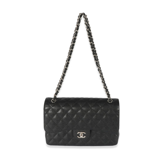 CHANEL Black Caviar Jumbo Classic Double Flap Bag