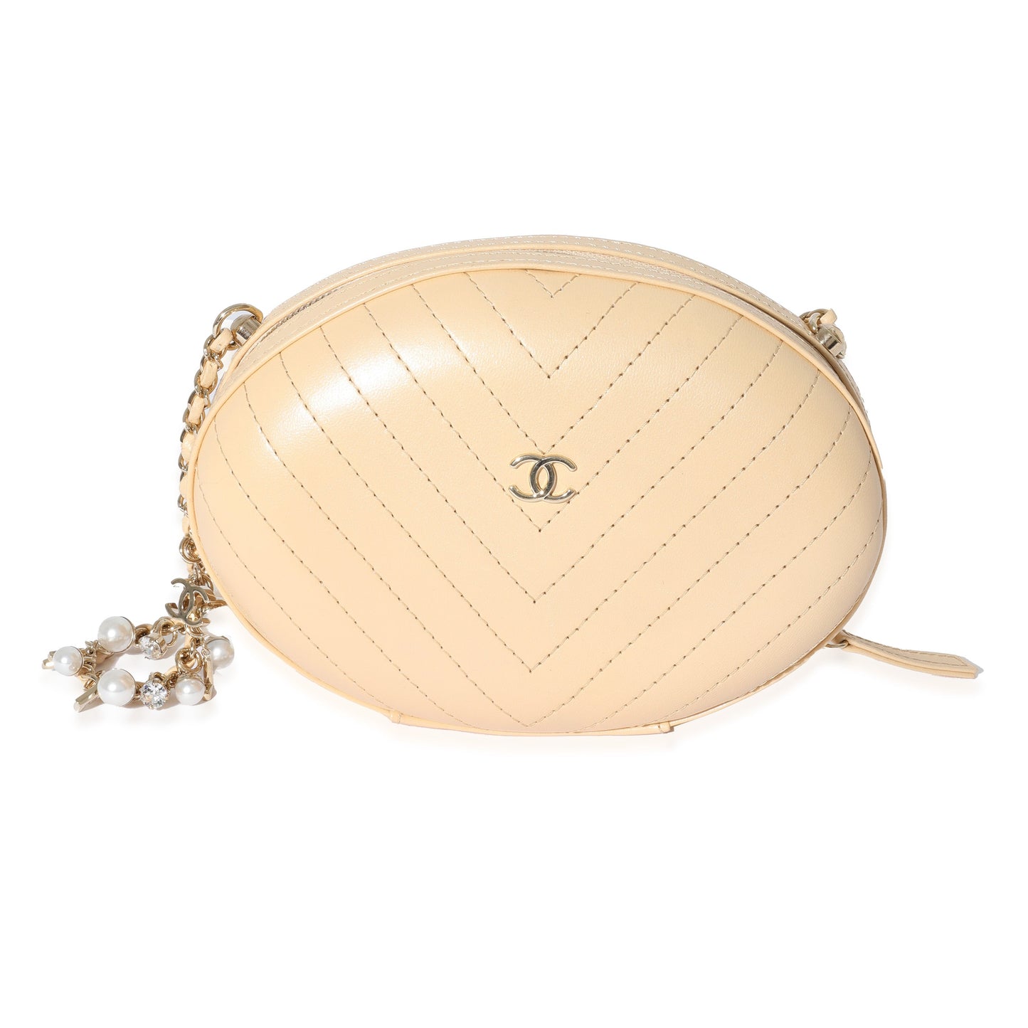 CHANEL Beige Chevron Leather City Evening Box Bag