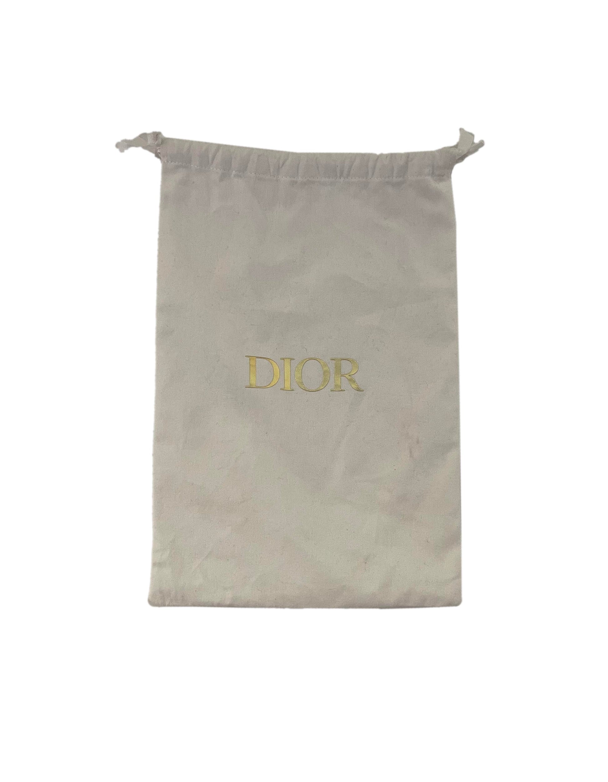 Dior White Grained Calfskin Leather Mini Saddle Bag