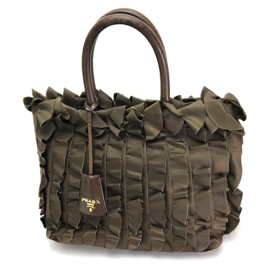 PRADA Tote Bag BN1728 Nylon canvas, leather Brown Frill