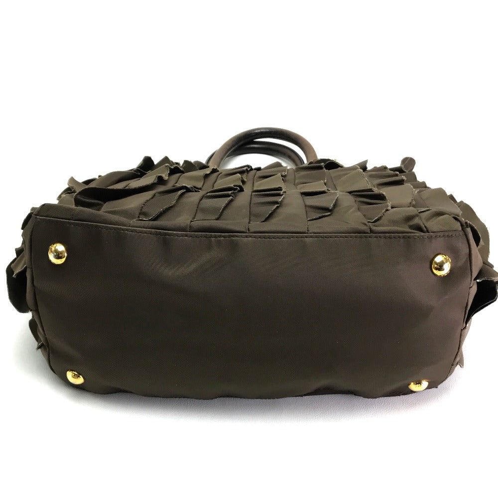 PRADA Tote Bag BN1728 Nylon canvas, leather Brown Frill