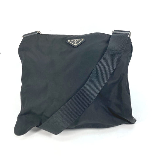 PRADA Shoulder Bag Nylon black Crossbody pochette bag Triangle logo plate Women