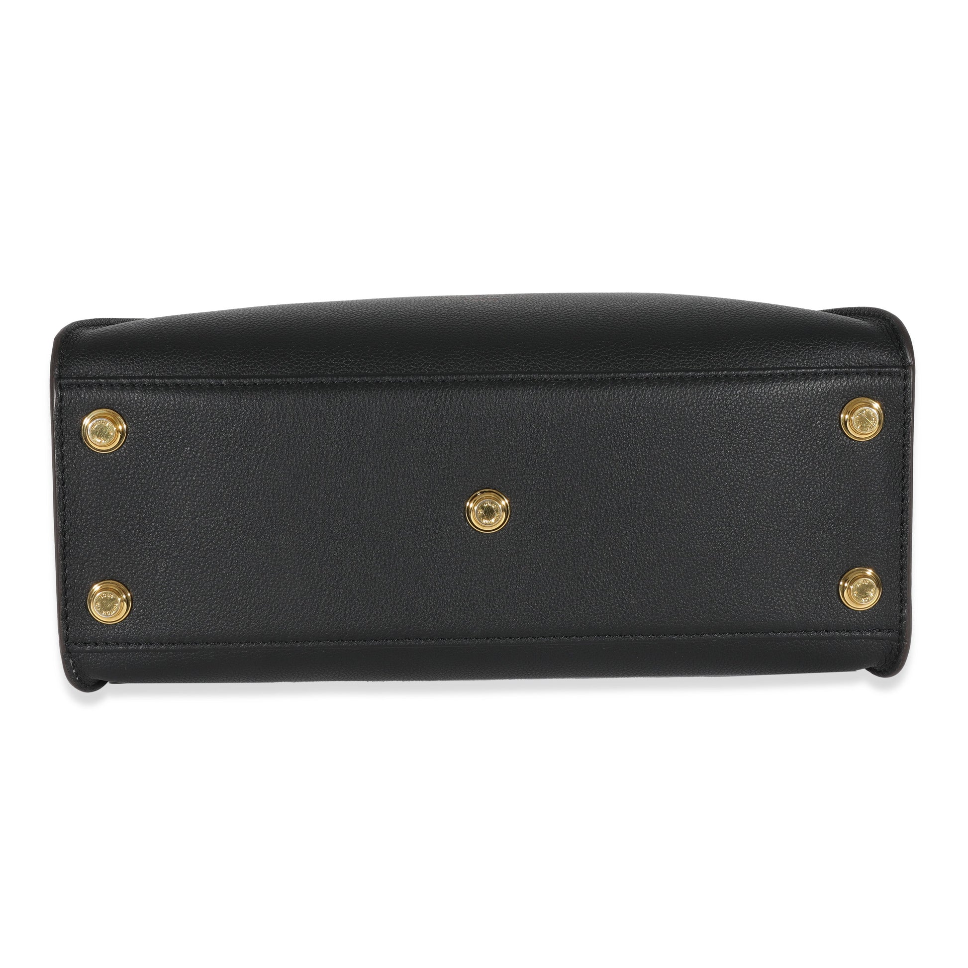 Louis Vuitton Black & Tan Calfskin And Monogram Canvas On My Side MM