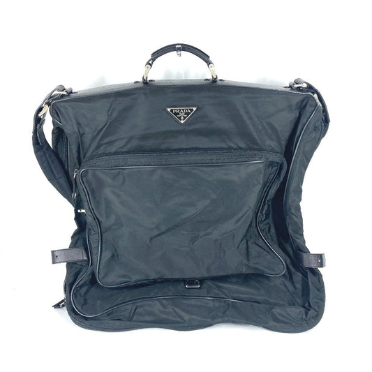 PRADA Boston Duffel bag Nylon black Triangle logo plate unisex(Unisex)