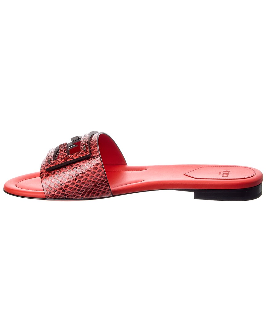 Fendi Baguette Python-Embossed Leather Sandal