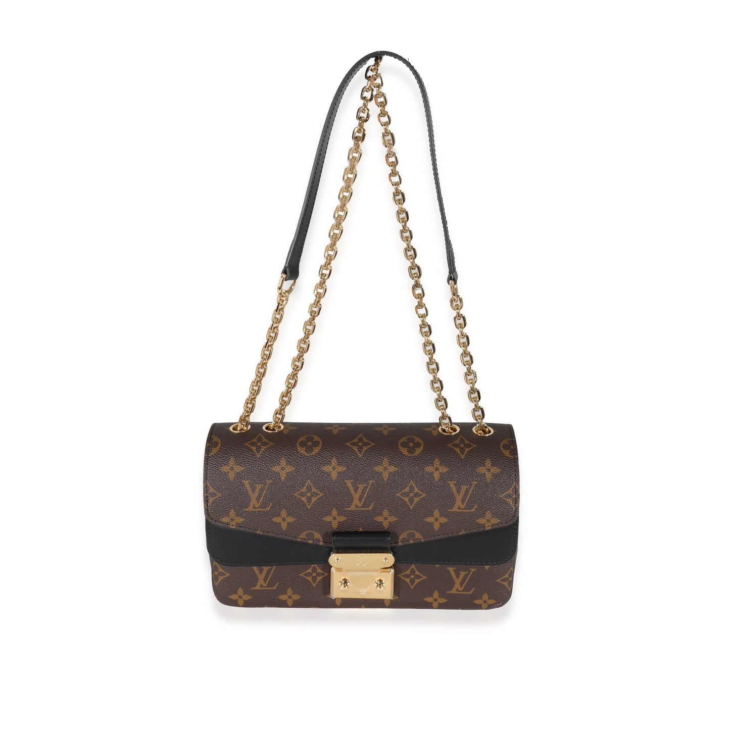  Louis Vuitton Black Leather Monogram Canvas Marceau Bag