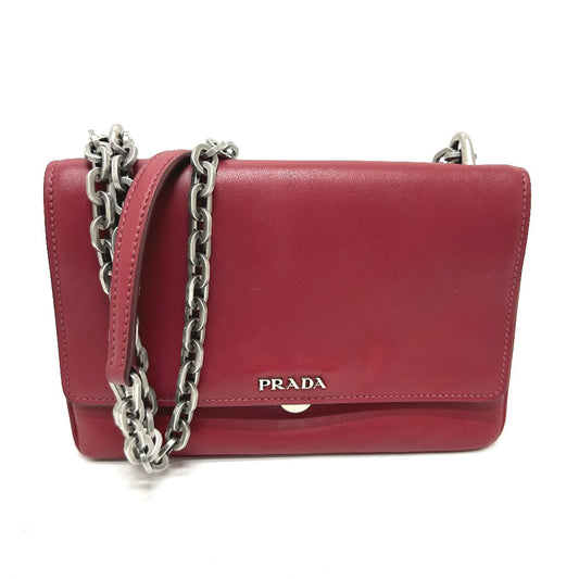PRADA Shoulder Bag 1BD009 leather Red logo Women