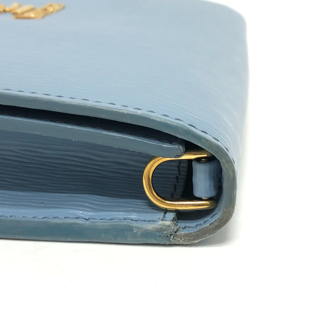 PRADA Wallet Chain 1DH044 leather blue ChainShoulder Bag Saffiano logo Women