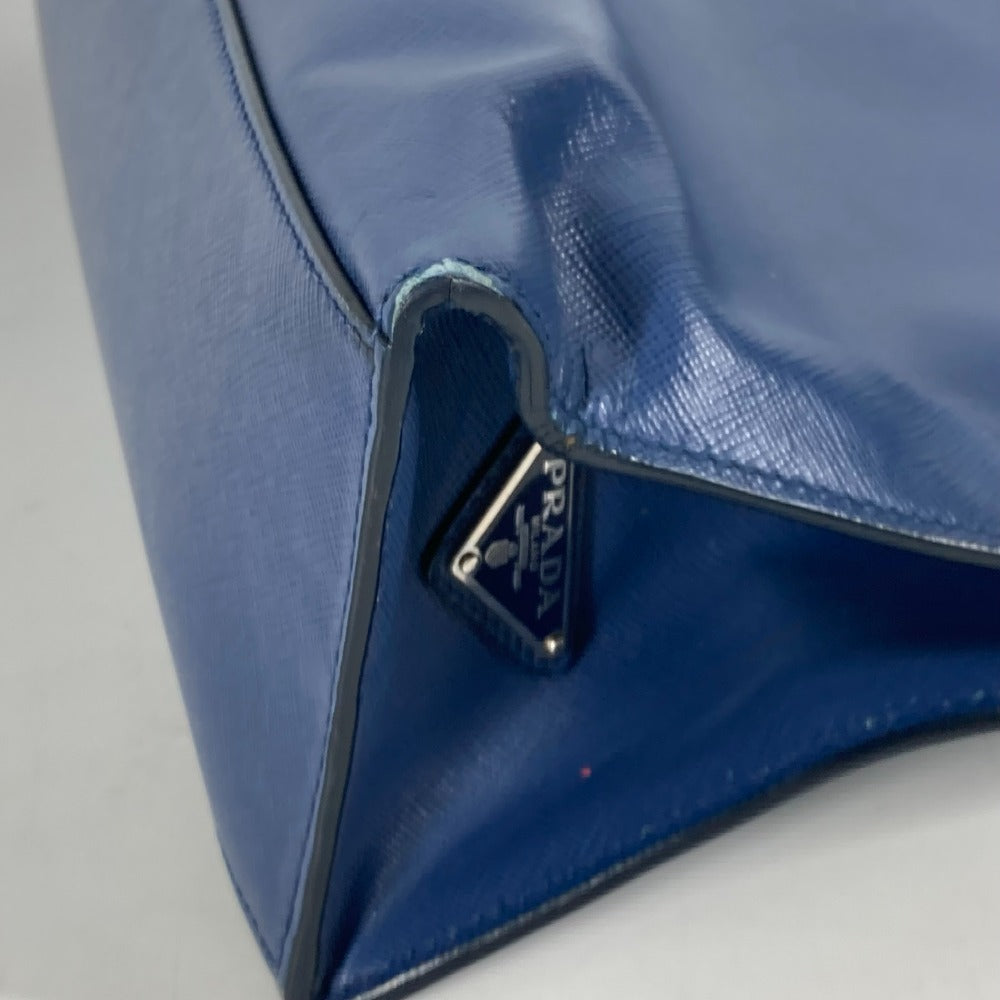 PRADA Tote Bag Safiano leather blue Bag Crossbody Shoulder Bag Triangle logo plate mens