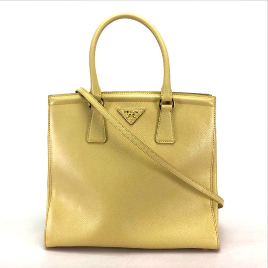 PRADA Handbag B2411M Safiano leather yellow Shoulder Bag Women