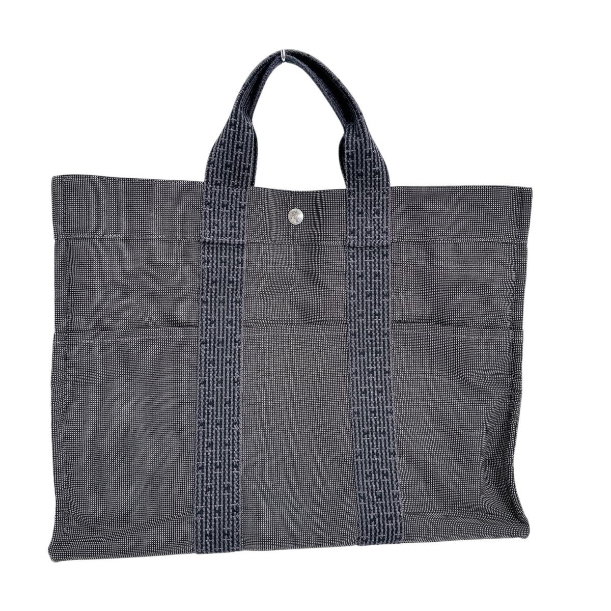 HERMES Tote Bag canvas gray Handbag Business bag Her LineMM unisex(Unisex)