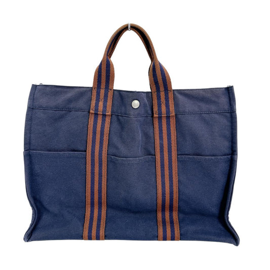 HERMES Tote Bag cotton Navy Handbag Business bag Fool ToeMM mens(Unisex)