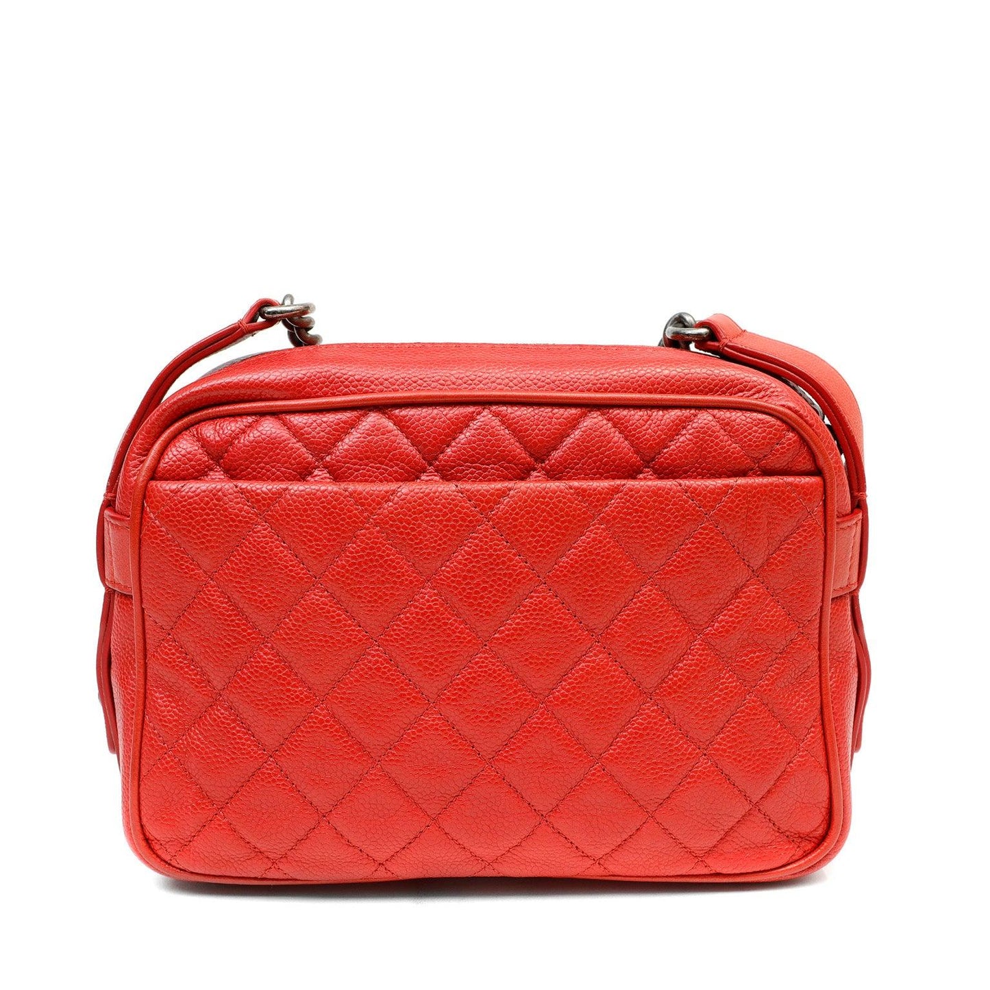 Chanel Bright Red Caviar Crossbody w Gunmetal Hardware