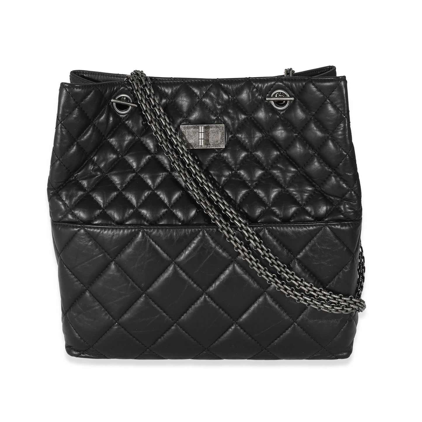 CHANEL Black Calfskin Tall 2 55 Reissue Tote