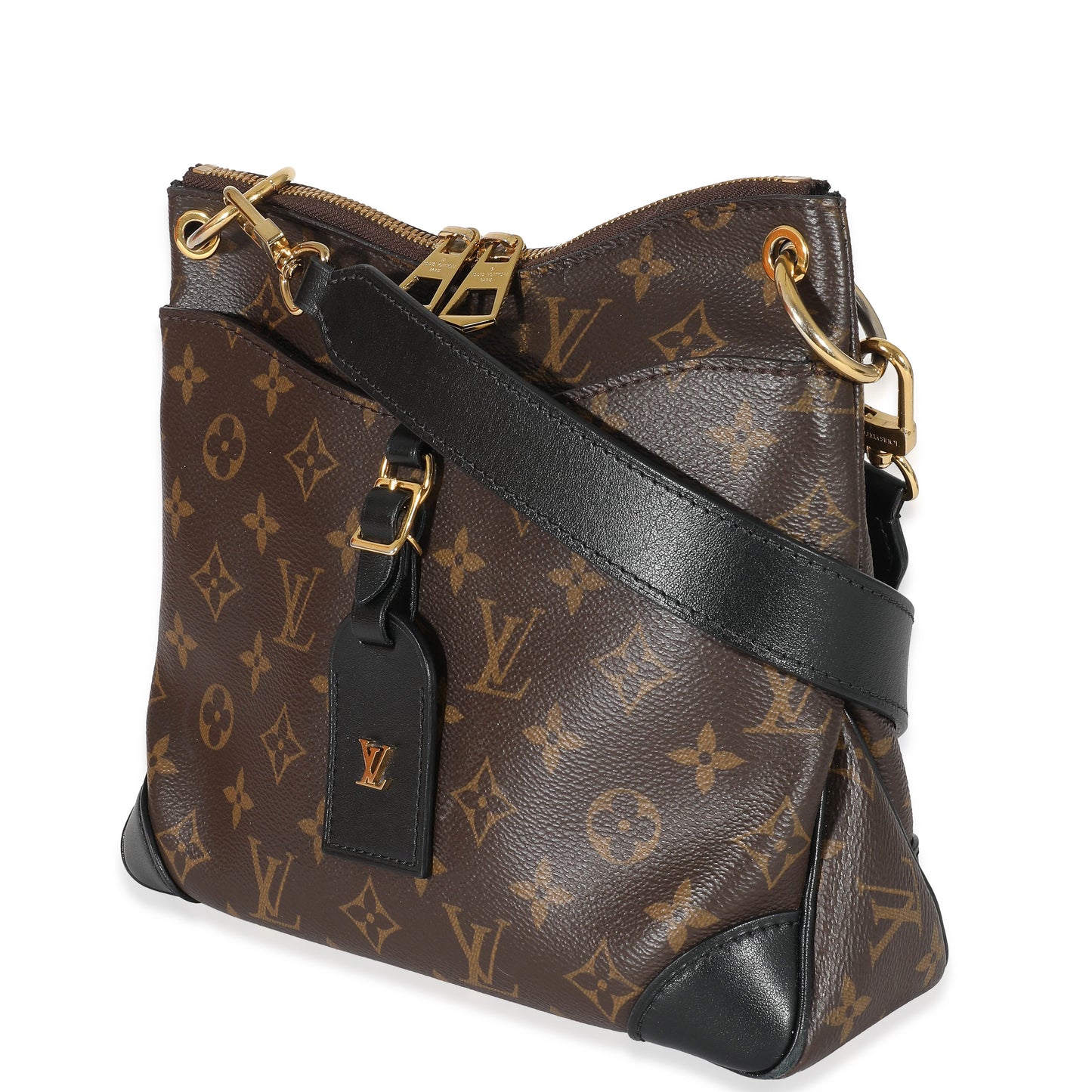  Louis Vuitton Black Leather Monogram Canvas Odeon PM