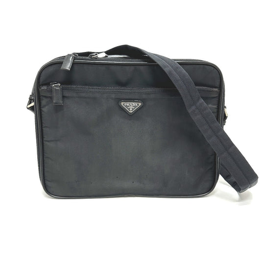 PRADA Business bag V147S Nylon black triangle plate unisex(Unisex)