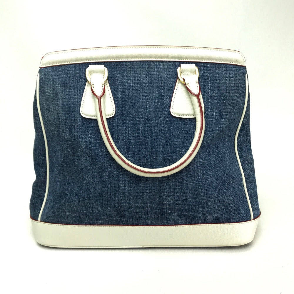 PRADA Handbag BN2441 Cotton denim / leather blue logo Women