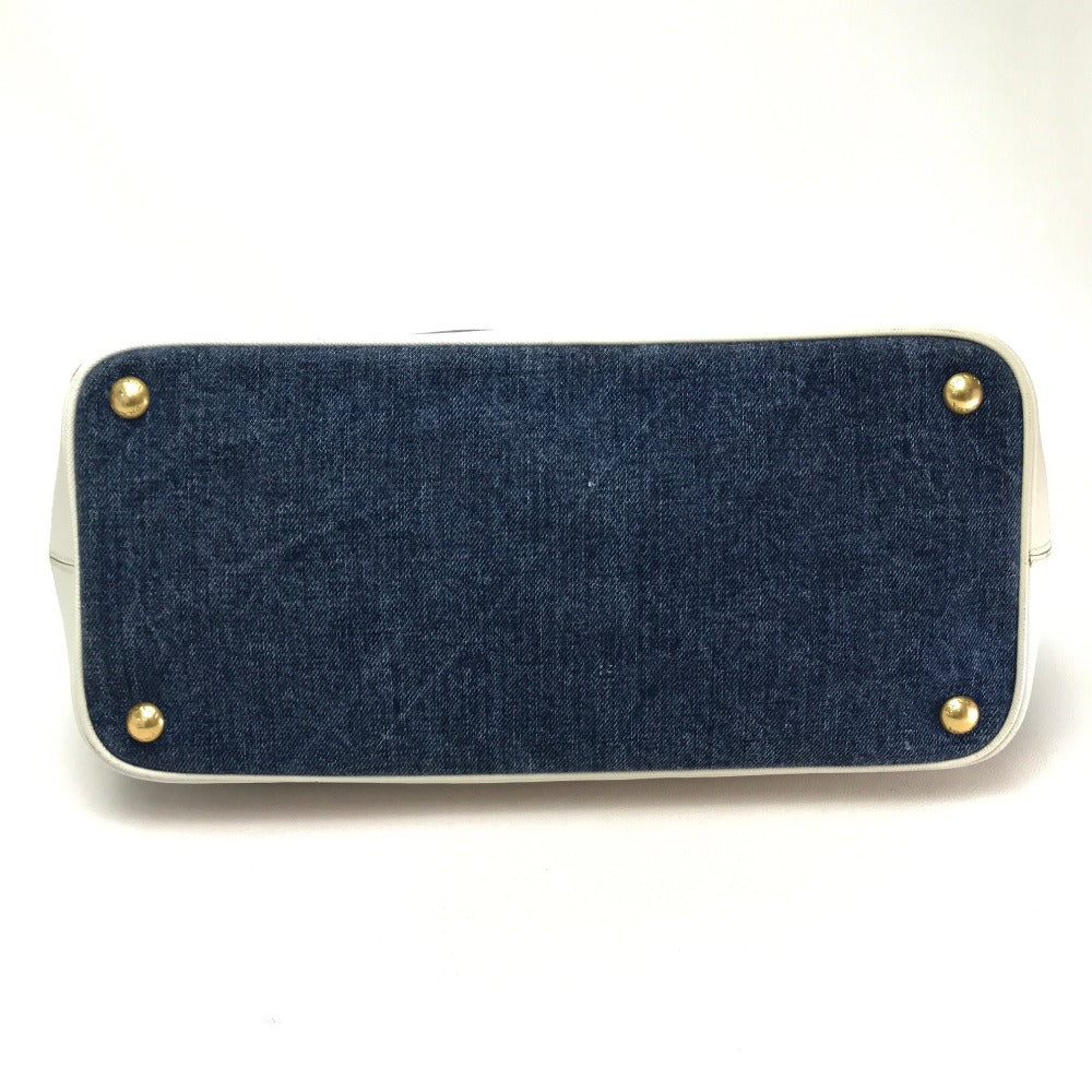 PRADA Handbag BN2441 Cotton denim / leather blue logo Women
