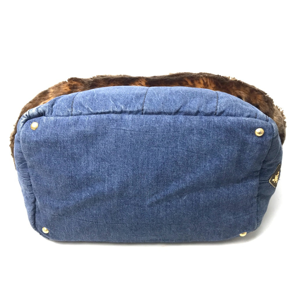 PRADA Tote Bag BN2182 Denim / fake fur / suede blue Fur with bag Canapa Women