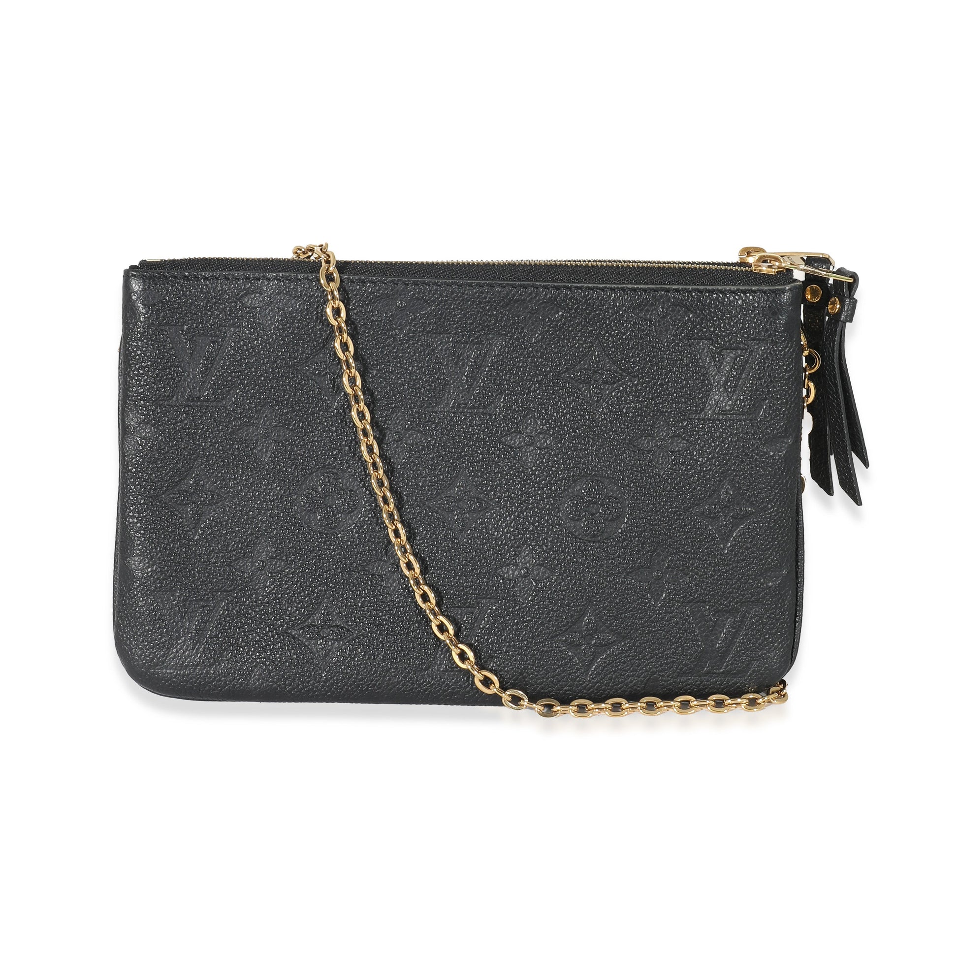  Louis Vuitton Black Empreinte Double Zip Pochette