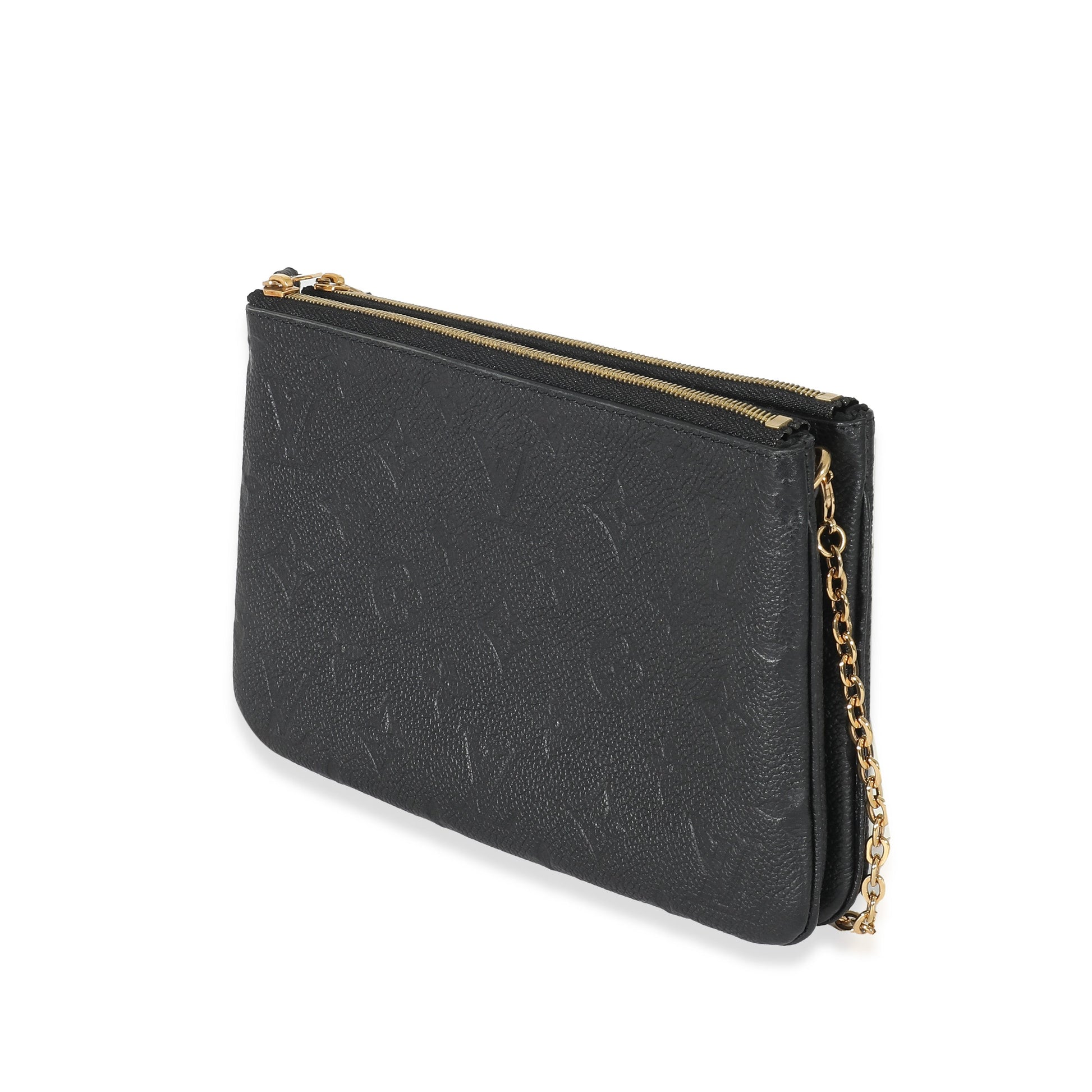  Louis Vuitton Black Empreinte Double Zip Pochette
