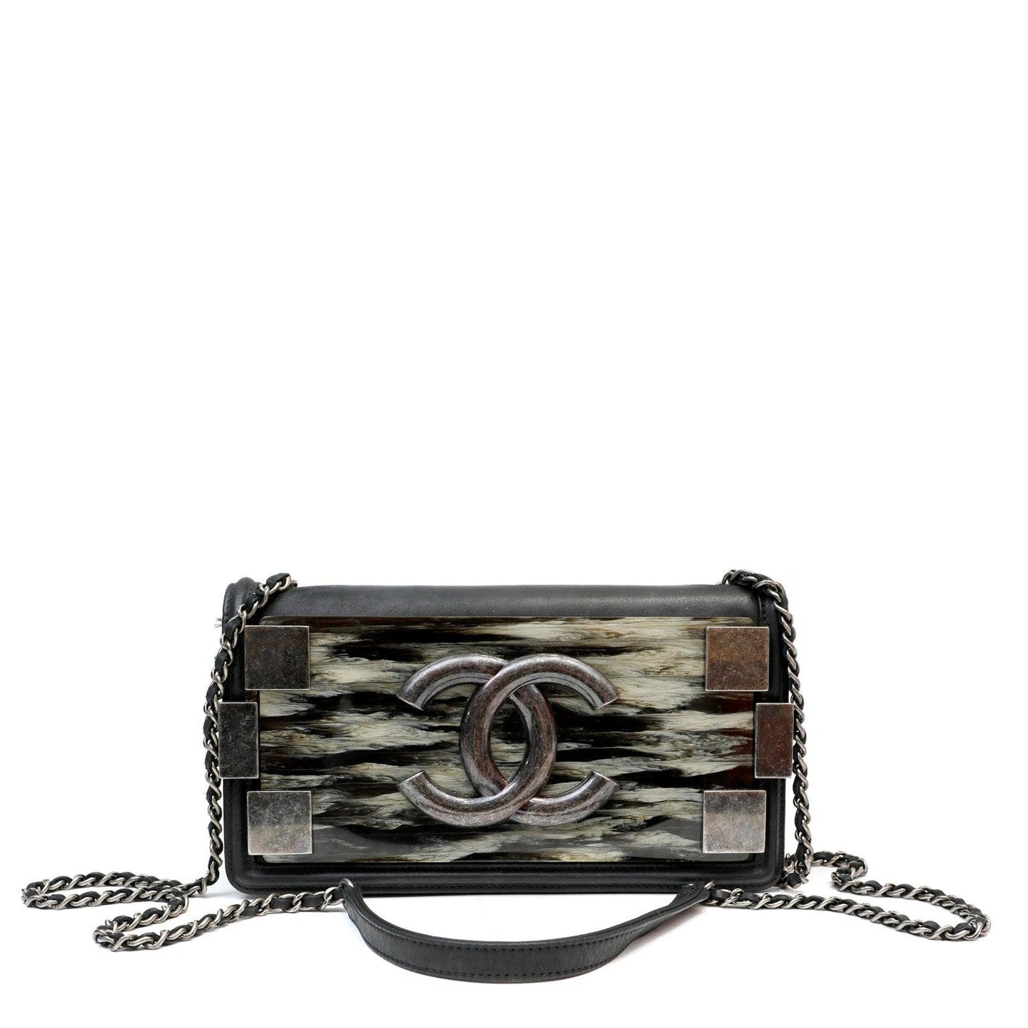 Chanel Black Resin Ruthenium Medium Brick Bag