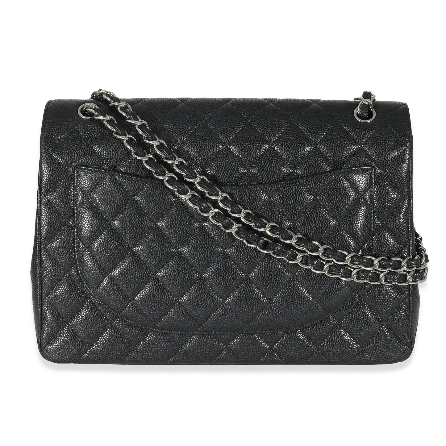 CHANEL Black Quilted Caviar Maxi Double Flap Bag