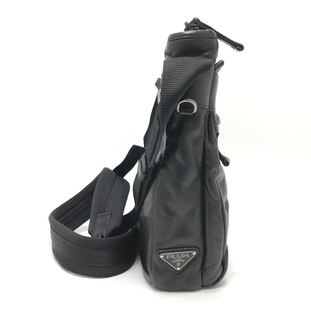 PRADA Shoulder Bag 2VH022 leather black Messenger mens