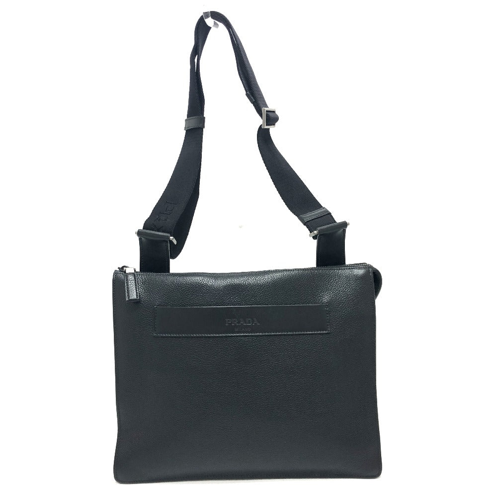PRADA Shoulder Bag 2VH013 leather black Triangular plate mens