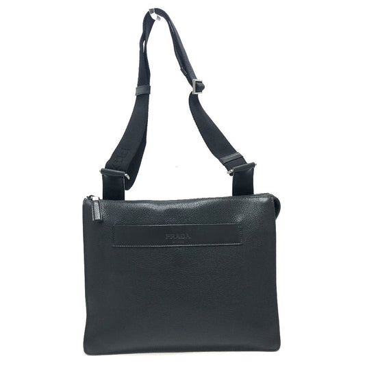 PRADA Shoulder Bag 2VH013 leather black Triangular plate mens