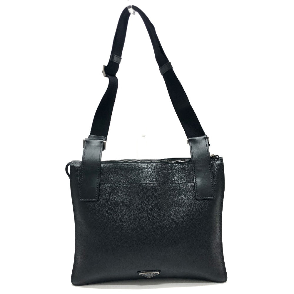 PRADA Shoulder Bag 2VH013 leather black Triangular plate mens