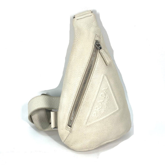 PRADA Sling bag 2VZ098 leather white Triangle logo Cross Vitello Dino Leather Bag mens