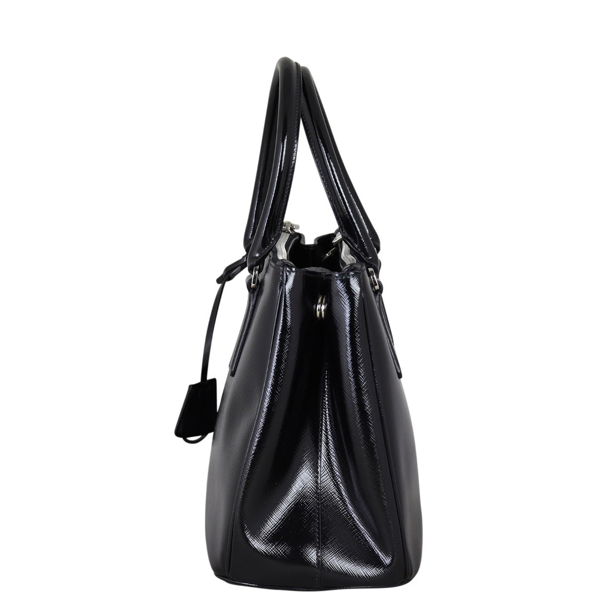 Prada Saffiano Vernice Lux Galleria Double Zip Tote Small