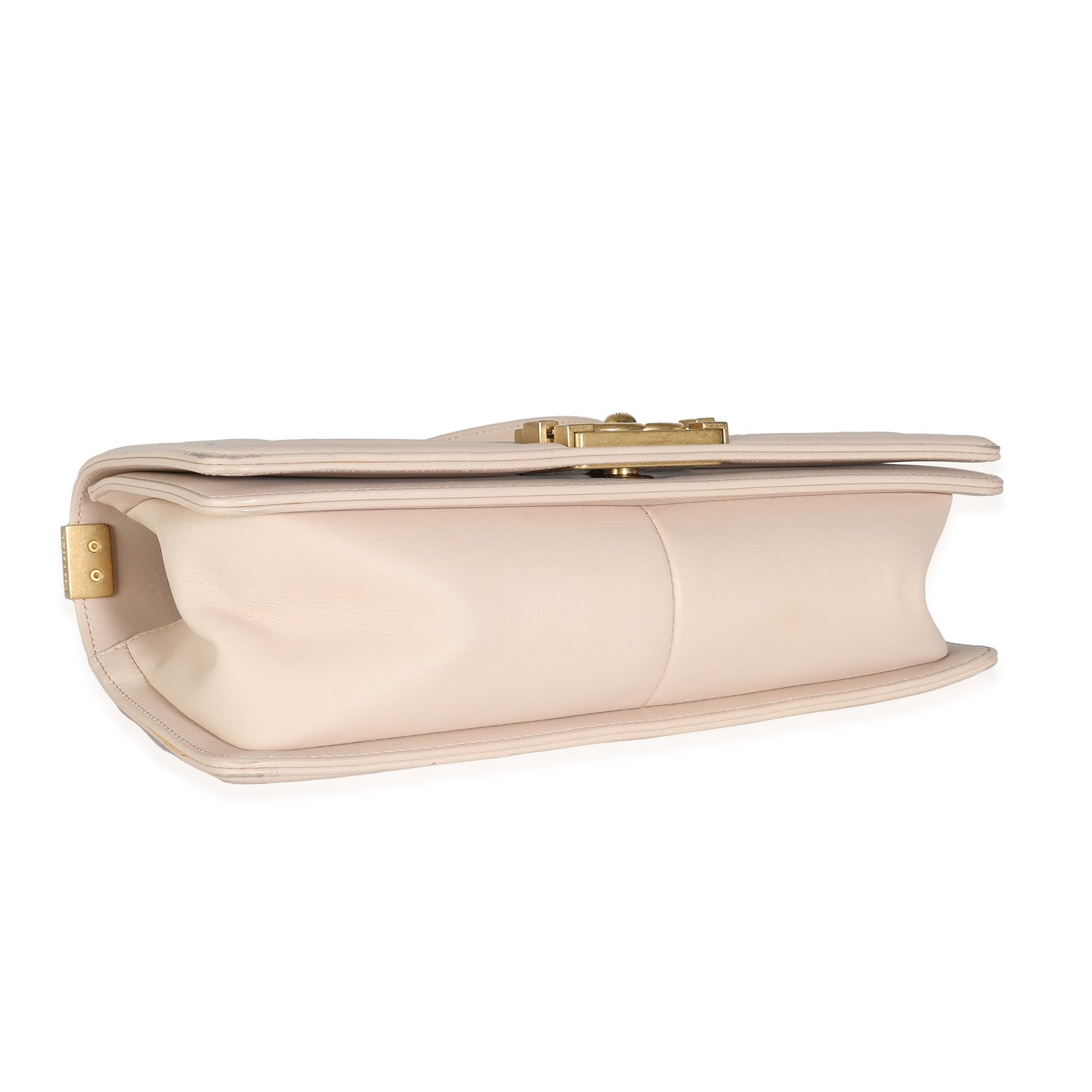 CHANEL Beige Caviar Suede Calfskin Chevron Medium Boy Bag