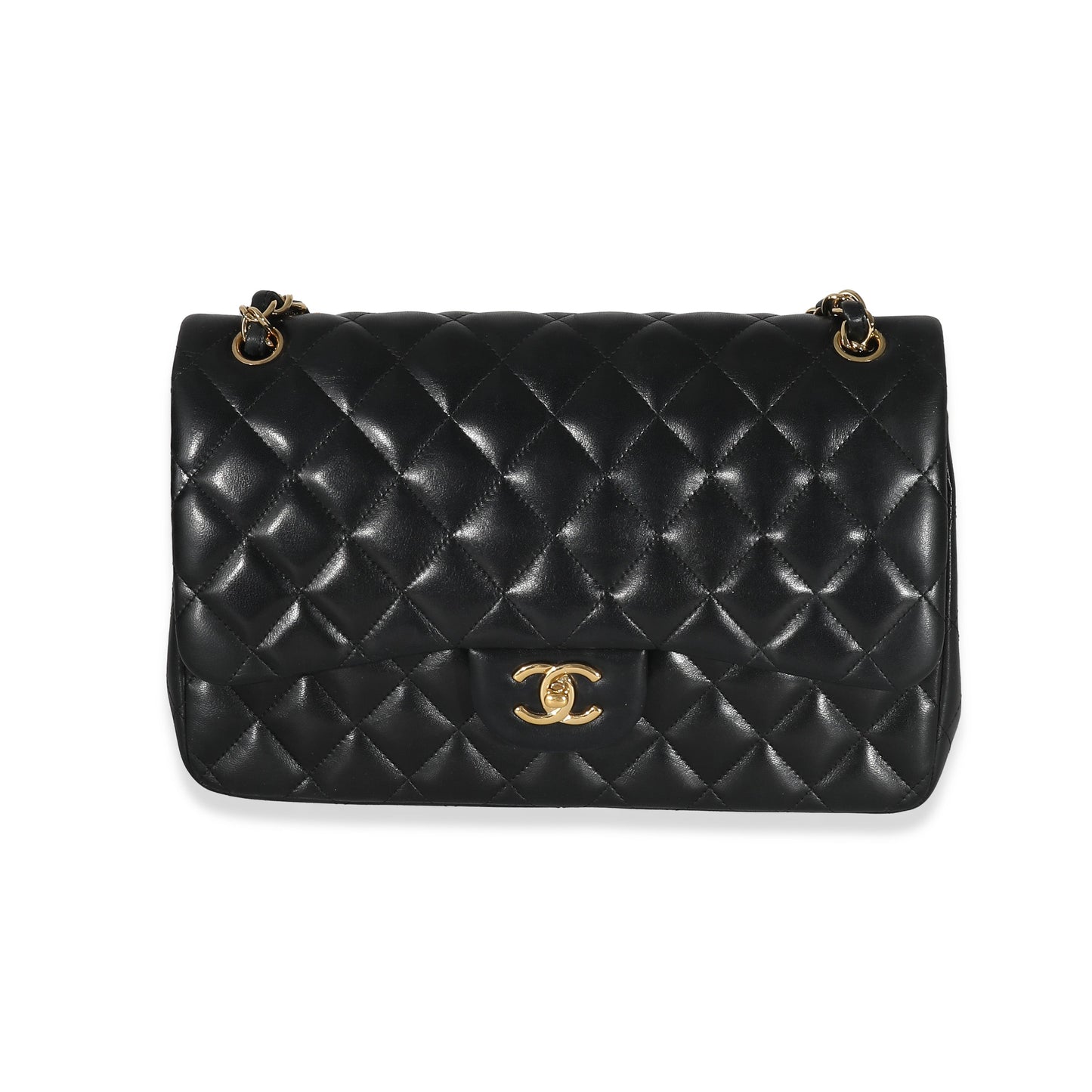 CHANEL Black Quilted Lambskin Jumbo Double Flap Bag