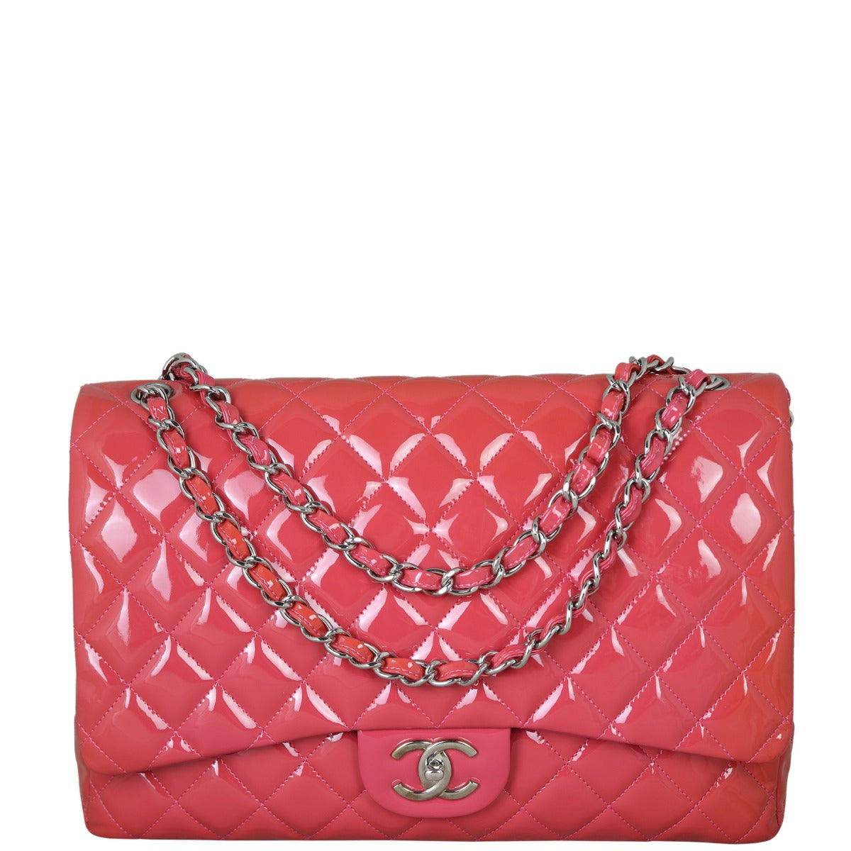 Chanel Classic Double Flap Maxi Pink Patent