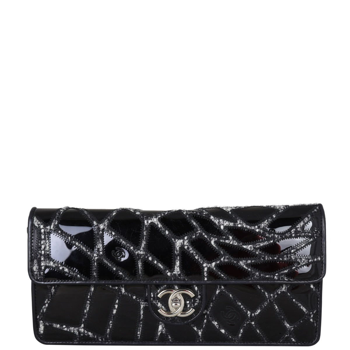 Chanel East West Scale Flap Bag Patent | Black