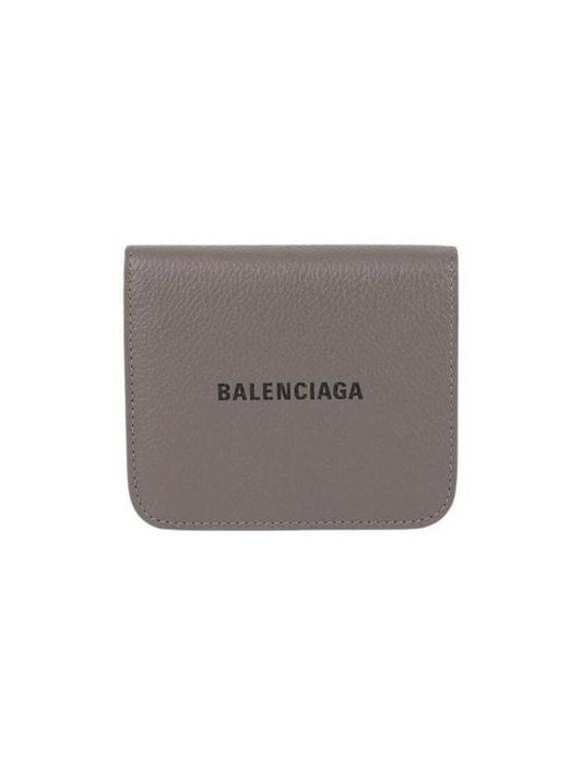 Luxury Balenciaga Trending 2026 Logo Coin Pocket Flap Half Wallet Medium Grey