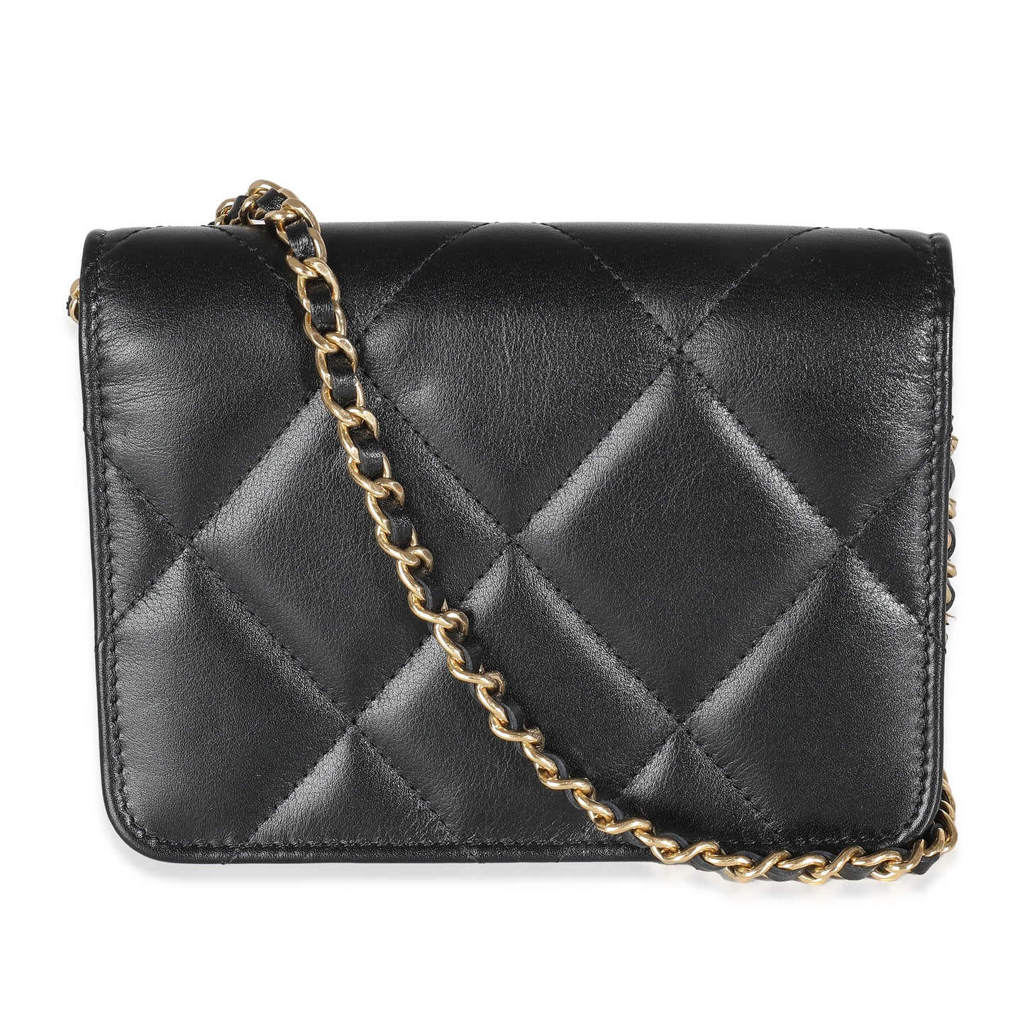 CHANEL Black Quilted Calfskin Strass Mini Flap Bag