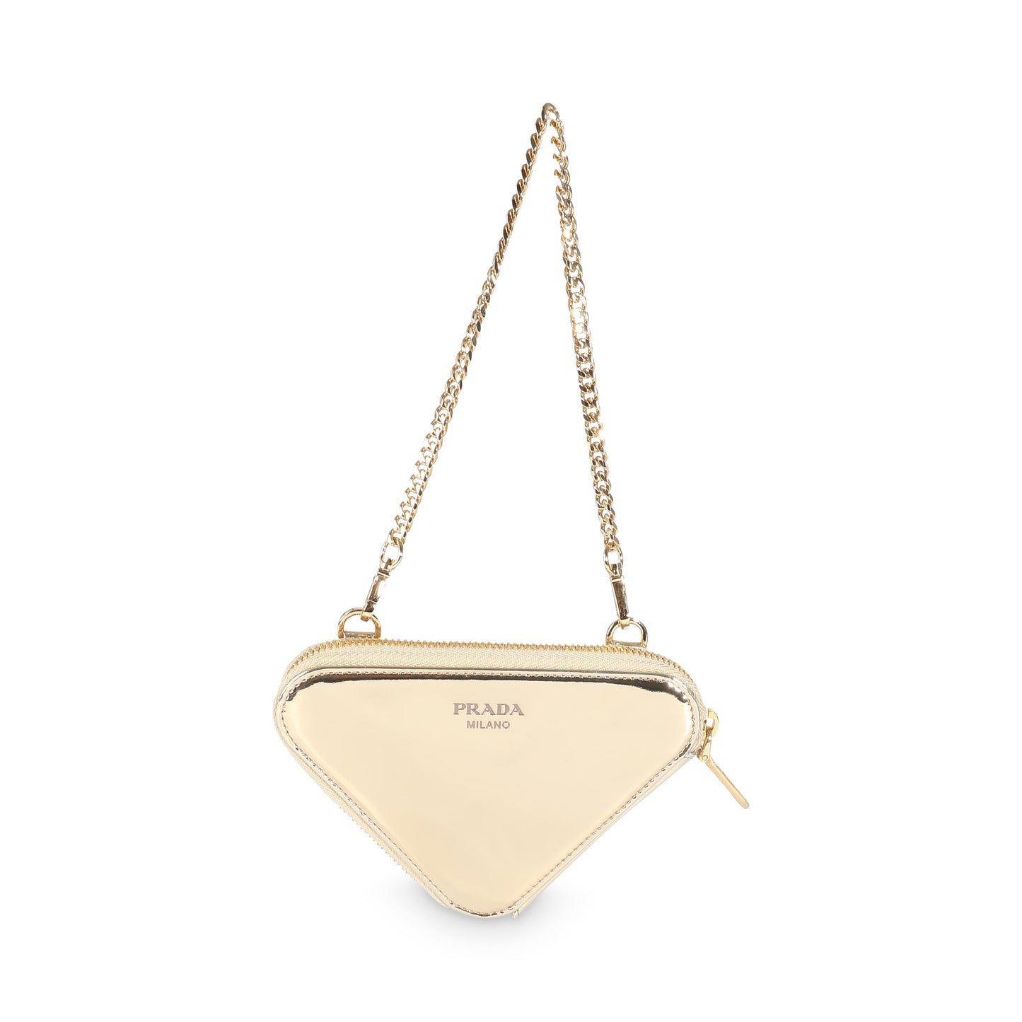 PRADA Gold Satin Crystal Embellished Mini Triangular Pouch Luxury Handbag