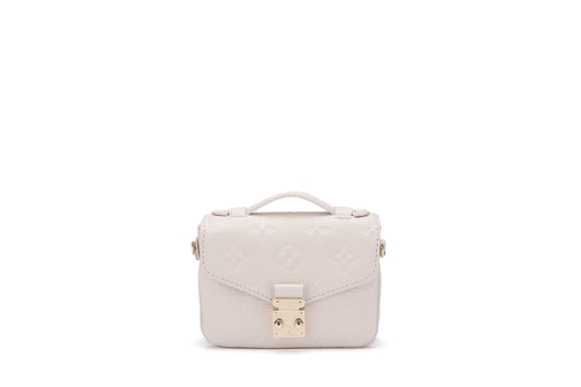 Louis Vuitton Micro Métis ( ) Monogram Empreinte Beige Color, Gold Hardware with Gold Chain, Dust Cover & Box Handbag