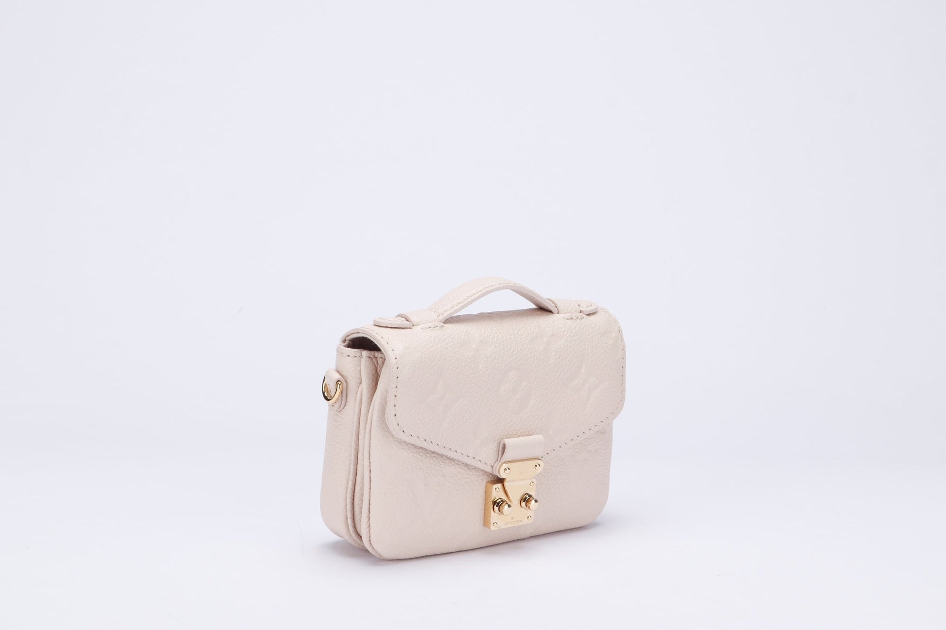 Louis Vuitton Micro Métis ( ) Monogram Empreinte Beige Color, Gold Hardware with Gold Chain, Dust Cover & Box Handbag