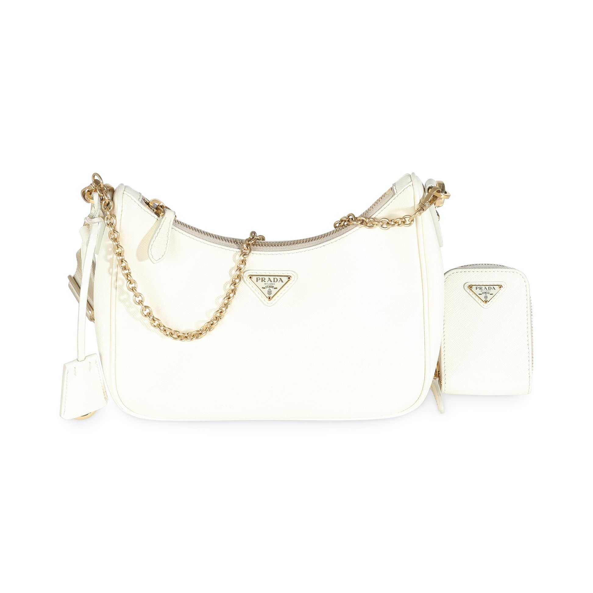 PRADA White Saffiano Re-Edition Bag