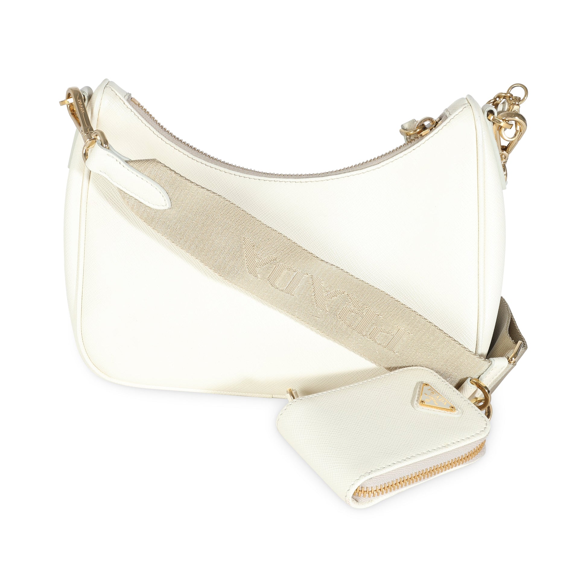 PRADA White Saffiano Re-Edition Bag