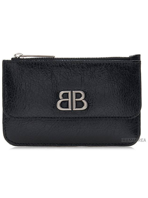 Luxury Balenciaga Trending 2026 BB Logo Zipper Card Wallet Black