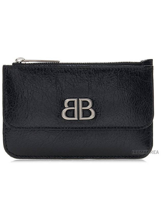 Luxury Balenciaga Trending 2026 BB Logo Zipper Card Wallet Black